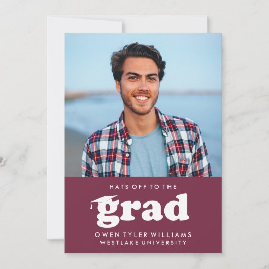 INVITATION GRAD CASQUETTES RETRO OFF À GRAD PHOTO GRAD INVITA (Devant)