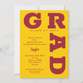 Invitation GRAD Crimson sur l'or Graduation (Devant)