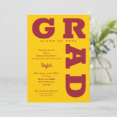 Invitation GRAD Crimson sur l'or Graduation (Debout devant)
