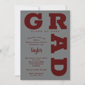 Invitation GRAD Dark Maroon sur Grey Graduation (Devant)