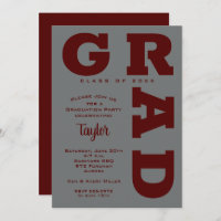 GRAD Dark Maroon sur Grey Graduation