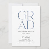 Invitation Grad d'envol | Dusty Blue + White Graduation (Devant)