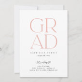 Invitation Grad d'envol | Pink + White Graduation (Devant)