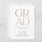 Invitation Grad d'envol | Rose Gold + White Graduation (Devant)