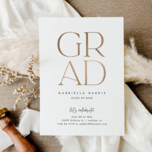Invitation Grad d'envol Rose Gold + White Graduation