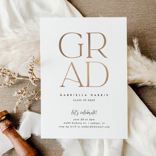 Invitation Grad d'envol | Rose Gold + White Graduation