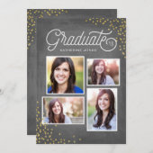 Invitation Grad Glamour 4Photo Collage Graduation (Devant / Derrière)