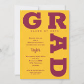 Invitation GRAD Gold et Maroon Graduation (Devant)