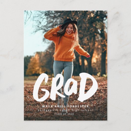 Invitation Grad Grad photo graduation carte postal (Devant)
