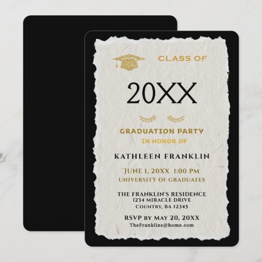 Invitation Grad Graduation Party Classic Elegant Personnalise (Devant / Derrière)