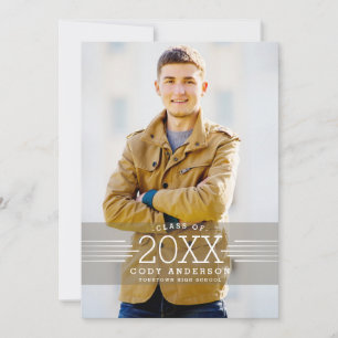 Invitation Grad graphique Blancs Photo Graduation Party