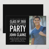 Invitation Grad masculin moderne| Parti des diplômes (Devant / Derrière)