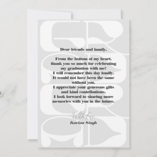 Invitation GRAD ! Merci photo de graduation de script moderne (Dos)