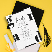Invitation Grad Modern Black and White Graduation Party