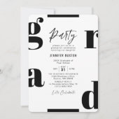Invitation Grad Modern Black and White Graduation Party (Devant)