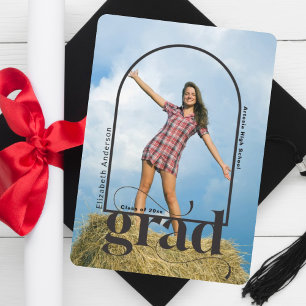 Invitation GRAD moderne Arc Noir Photo Party Graduation