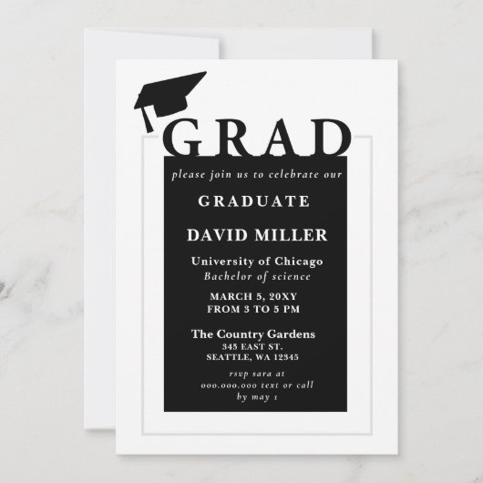 Invitation Grad Moderne Minimaliste Graduation (Devant)
