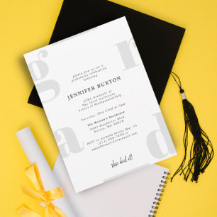 Invitation Grad moderne Silver Grey Graduation Party