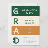 Invitation Grad moderne Vert rayé Grad Grad Graduation (Devant)