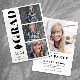 Invitation GRAD Multi Photo Collage Partie de graduation