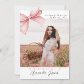 Invitation Grad party 2025 Pink Bow Coquette Elégant tendance (Devant)