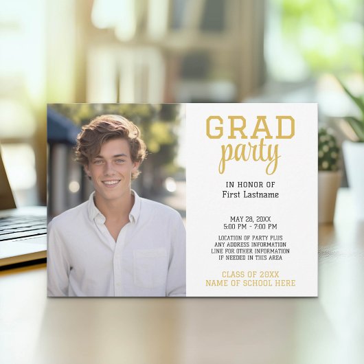 Invitation Grad Party avec photo verticale Classic Graduation
