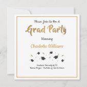 Invitation Grad Party, Gold, Graduation Celebration (Devant)
