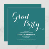 Invitation Grad Party Moderne Vert Carré (Devant / Derrière)