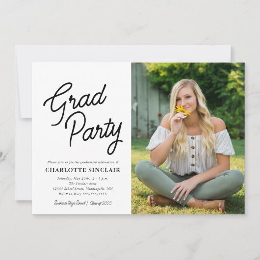 Invitation Grad Party Script photo Graduation (Devant)