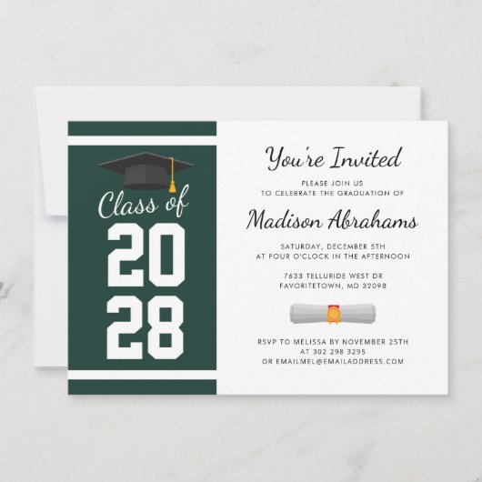 Invitation Grad Party Simple Green and White Graduation 2023 (Devant)
