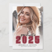 Invitation Grad Party Simple Red Photo Graduation (Devant)