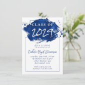 Invitation Grad peint | Blue Splatter Brushstroke Party (Debout devant)