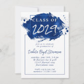 Invitation Grad peint | Blue Splatter Brushstroke Party (Devant)