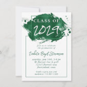 Invitation Grad peint | Green Splatter Brushstroke Party (Devant)