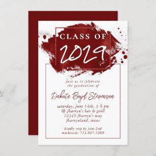 Invitation Grad peint   Red Splatter Brushstroke Party