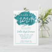 Invitation Grad peint | Turquoise Splatter Brushstroke Party (Debout devant)
