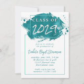 Invitation Grad peint | Turquoise Splatter Brushstroke Party (Devant)