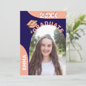 Invitation Grad Photo 2025 Blue Arch Design Graduation Party (Debout devant)