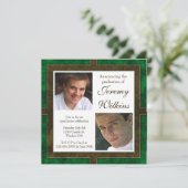 Invitation Grad Photo Four Corners - Green (Debout devant)