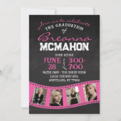 Invitation Grad Pink Chalkboard Hot Pink (Devant)