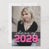 Invitation Grad Pink Chalkboard Hot Pink (Dos)