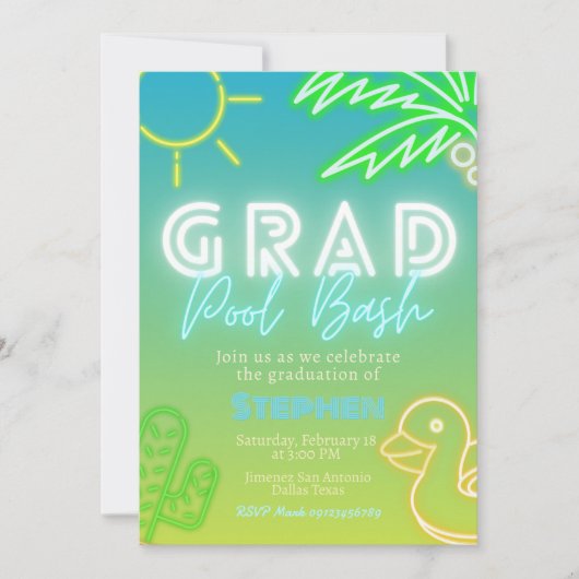 Invitation Grad Pool Bash - Pool Party (Devant)