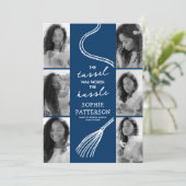 Invitation Grad Tassel 6 Photo Blue Graduation Party (Debout devant)