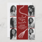 Invitation Grad Tassel Photo Deep Red Graduation Party (Devant)