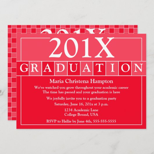 Invitation Grad Tiles (Rouge) (Devant / Derrière)
