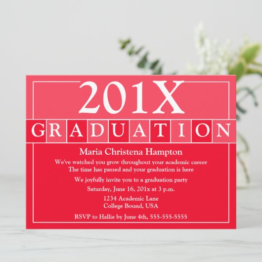 Invitation Grad Tiles (Rouge) (Debout devant)