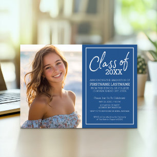 Invitation Grad Trendy Graduy Photo Annonce - Blue Party