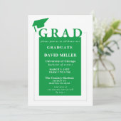Invitation Grad Vert Moderne Minimaliste Photo Graduation (Debout devant)