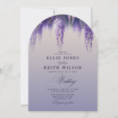 Invitation Gradient Whimsal violet floral Arche photo Maridin (Devant)