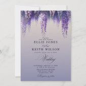 Invitation Gradient Whimsical violet Mariage photo floral (Devant)